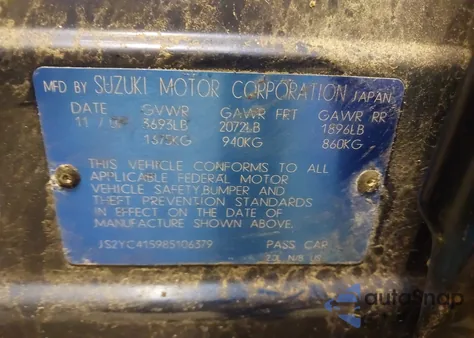 2008 Suzuki Sx4 Sport Convenience/Sport Road Trip Edition Touring 2 z USA, uszkodzony, nr VIN JS2YC415985106379